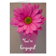 Pink Flower in Vase Engagement Card