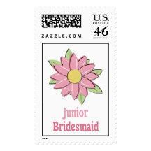 Pink Flower Junior Bridesmaid Postage Stamps