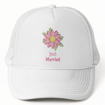 Pink Flower Just Married hats