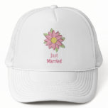 Pink Flower Just Married hats