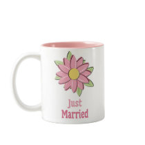 Pink Flower Just Married mugs