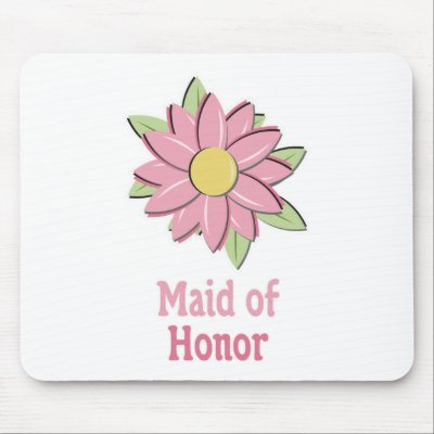 Pink Flower Maid of Honor Mouse Mat by TeeShirtsTShirts