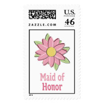 Pink Flower Maid of Honor postage