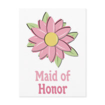 Pink Flower Maid of Honor postcards