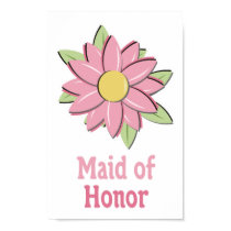 Pink Flower Maid of Honor posters