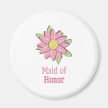 Pink Flower Maid of Honor Refrigerator Magnet