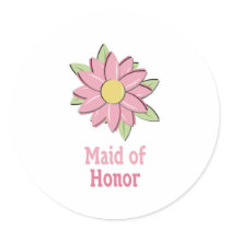 Pink Flower Maid of Honor stickers