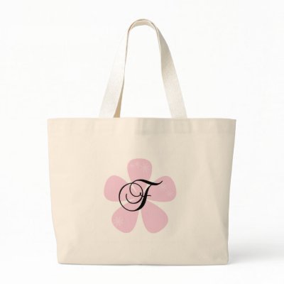 Pink Flower Monogram F Tote Bag by weddingsareus
