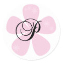 Pink Flower Monogram P stickers by weddingsareus Pink Flower Monogram P stickers