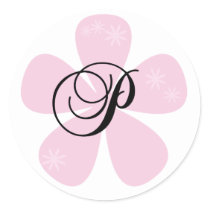 Pink Flower Monogram P stickers