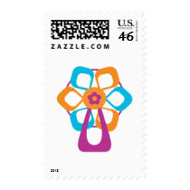 Pink Flower on Mod Pattern postage