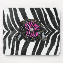 Pink Flower on Zebra Mousepad