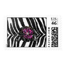 Pink Flower on Zebra Postage Stamps