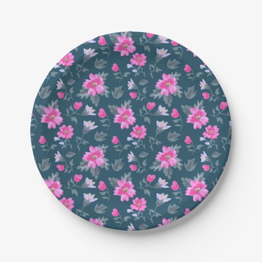 pink flower pattern 7 inch paper plate zazzle pink flower paper plates