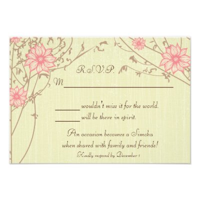 Pink Flower Response Card Personalized Invite