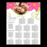 Pink Flower SeatingChart Table Number Alphabetical