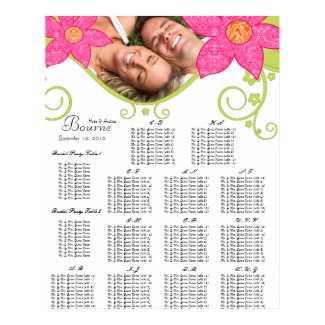 Pink Flower SeatingChart Table Number Alphabetical print