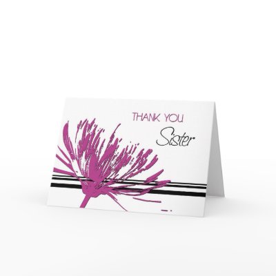 Pink Flower Sister Thank You Bridesmaid Card