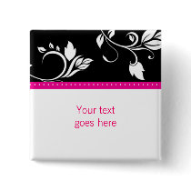 PInk Flower trendy Swirls custom brooch / pin buttons
