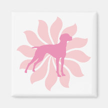 Pink Flower Vizsla Dog Magnets