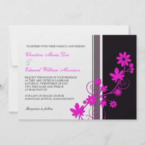  Pink Flower Wedding Invitation invitation