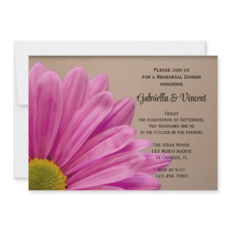 Pink Flower Wedding Rehearsal Dinner Invitation