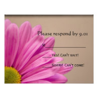 Pink Flower Wedding RSVP Response Card Invitation