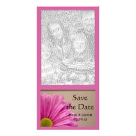 Pink Flower Wedding Save the Date Photo Card