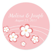 Pink Flower Wedding Stickers stickers