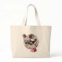 Pink Flower Wreath -Chinese Crested Jasper Tickles Tote Bags
