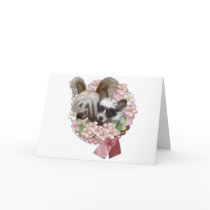 Pink Flower Wreath -Chinese Crested Jasper Tickles Greeting Cards