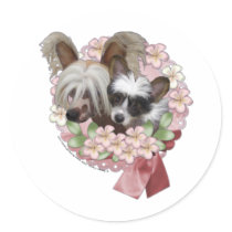 Pink Flower Wreath -Chinese Crested Jasper Tickles Sticker