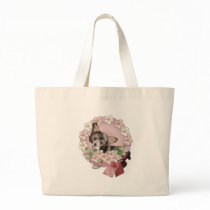 Pink Flower Wreath - Chinese Crested - Sheeba Canvas Bags