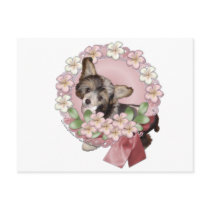 Pink Flower Wreath - Chinese Crested - Sheeba Postcards