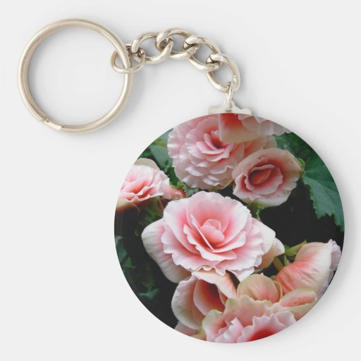 Pink Flowering Begonia Keychain