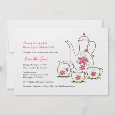  Party Invitations on Pink Flowers  5x7 Tea Party Invitations From Zazzle Com