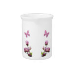 Pink Flowers and Butterflies pitchers