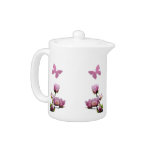 Pink Flowers and Butterflies Tea Pot teapots