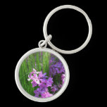 Pink Flowers and Grass Keychain