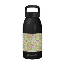 Pink flowers and green vines leaves water bottle