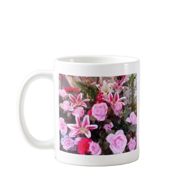 Pink Flowers and Roses: Mug by spiritswitchboard