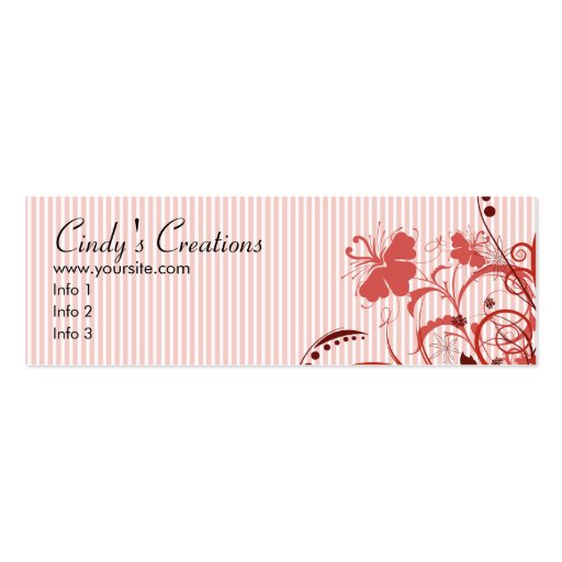 Pink Flowers and Stripes Business Card