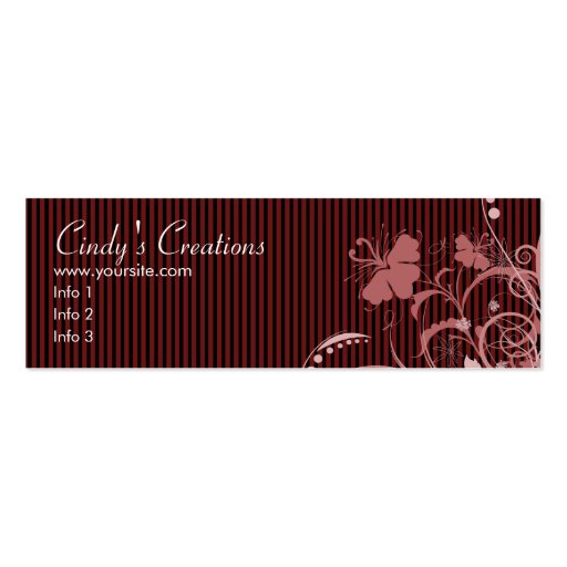 Pink Flowers and Stripes Business Card (front side)
