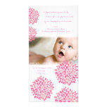 Pink Flowers Baby Birth Thank You Photo Card photo cards