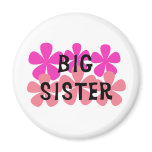 Pink Flowers Big Sister Refrigerator Magnet