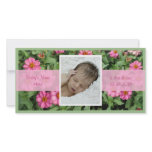 Pink Flowers Birth Announcement Personalized Photo Card