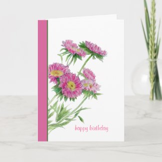 Pink Flowers Birthday Card card