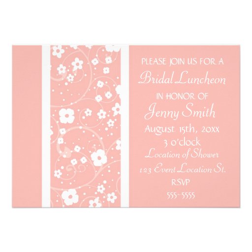 Pink Flowers Bridal Luncheon Invitation Cards