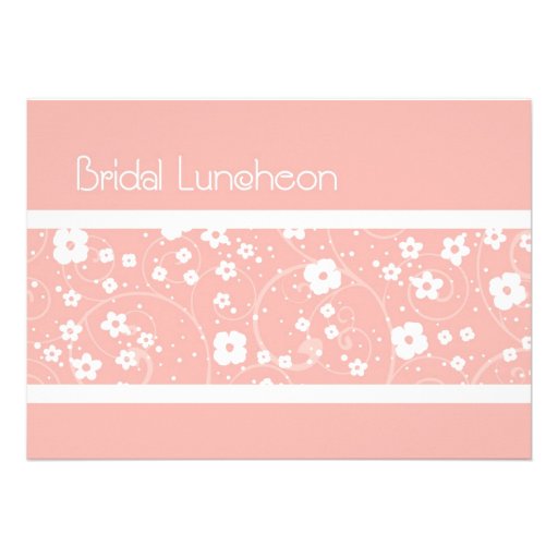 Pink Flowers Bridal Luncheon Invitation Cards