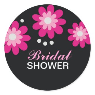 Pink Flowers Bridal Shower Favors Seals sticker